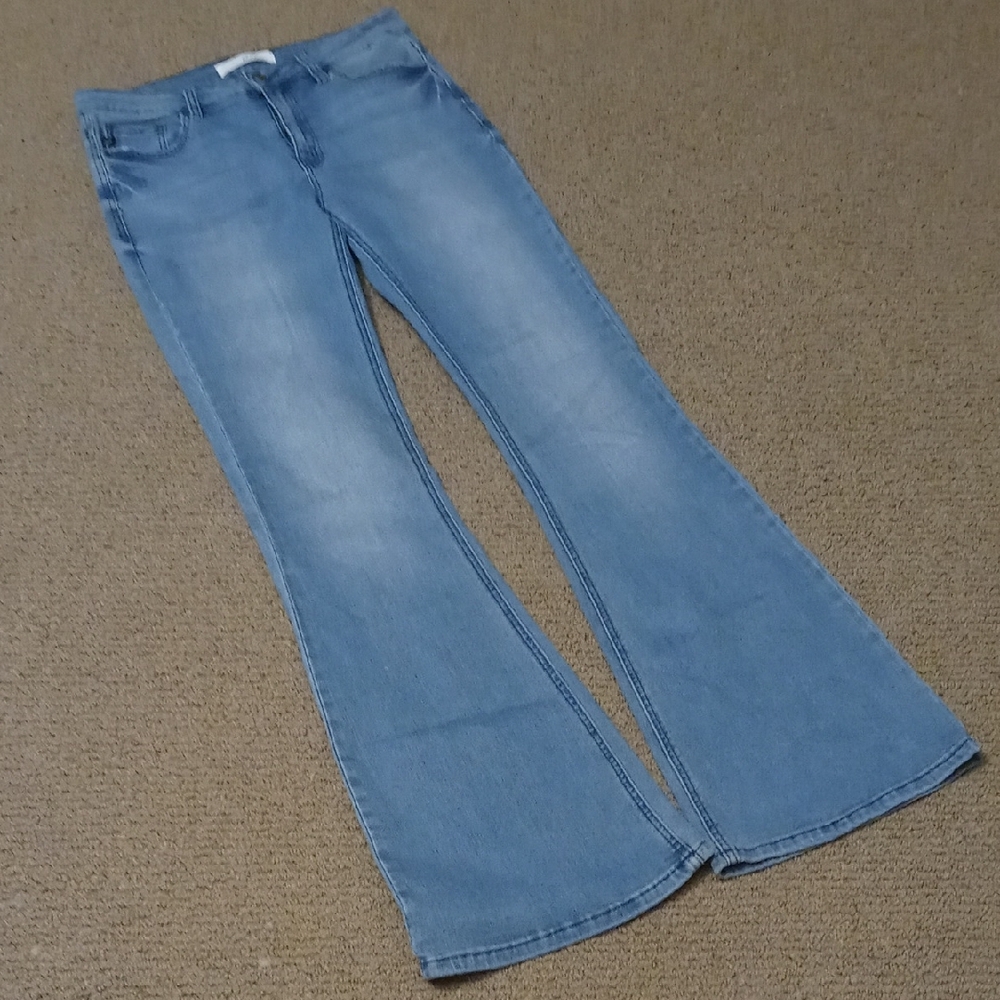 KANCAN Mid Rise Light Blue Flare Jeans